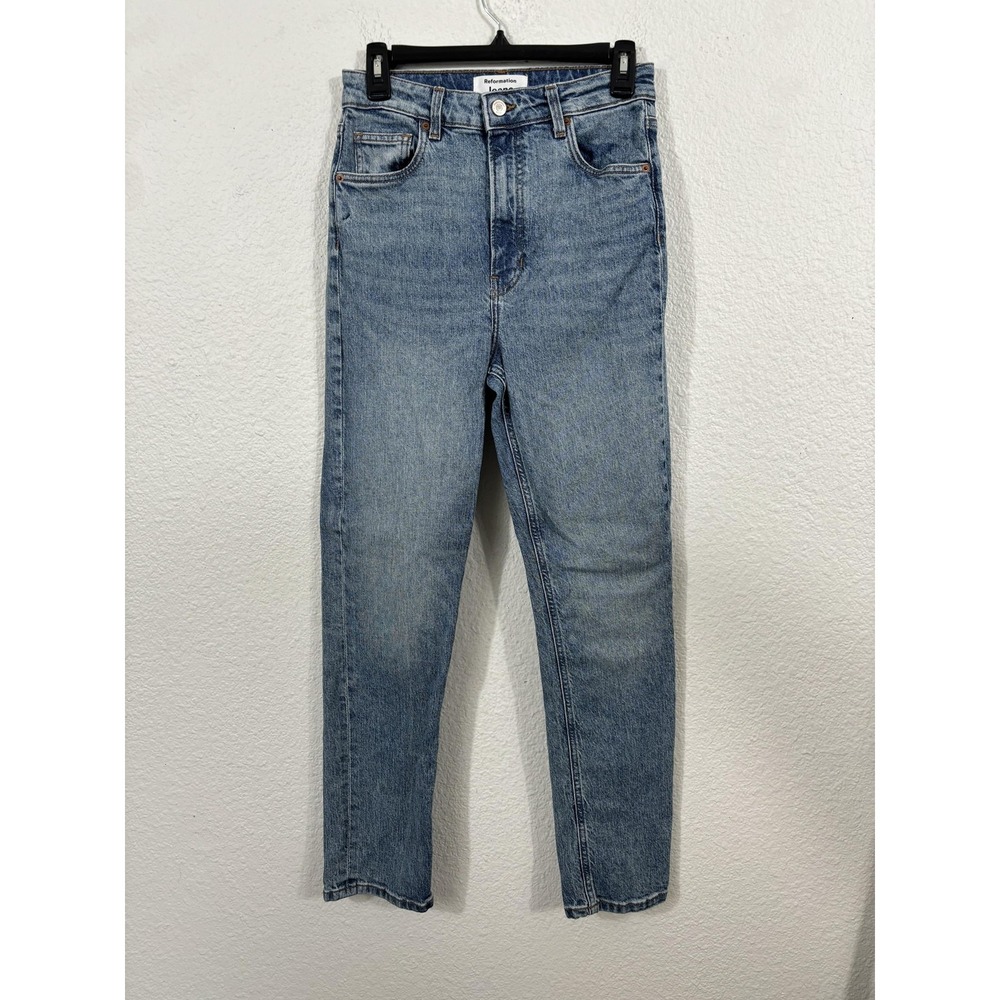 Reformation Light Blue High Rise Straight Jeans